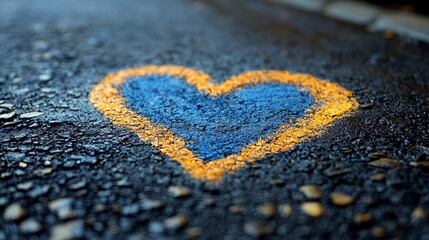 Obraz premium Colorful heart painted on asphalt road