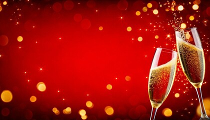 Christmas celebration with champagne and golden glasses for New Year party