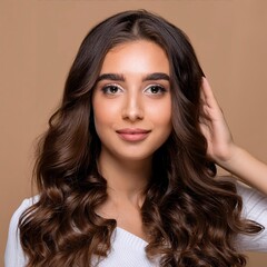 Fototapeta premium Portrait of a beautiful woman. Beautiful hair design
