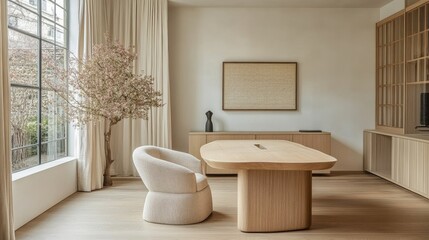 Modern Minimalist Living Room Design Featuring Wooden Furniture