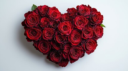 Heart-shaped arrangement of red roses
