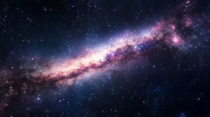 Obraz premium Stunning close-up view of the milky way galaxy with dense star clusters and nebulae against a deep night sky, featuring cosmic dust and glowing celestial patterns