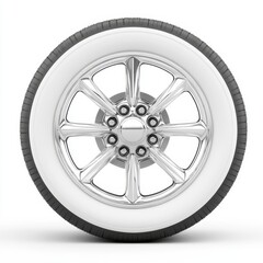 Obraz premium Timeless Elegance: Vintage Spoke Wheels with Chrome Detailing on White Background