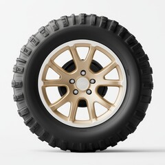 Obraz premium Off-Road Performance: Custom Beadlock Wheels with Dual-Tone Finish and Fine Detailing on White Background - Photorealistic Image