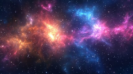 Obraz premium Vibrant cosmic nebula cloud with stars in a colorful galaxy – stunning starry night universe background for astronomy and space-themed designs