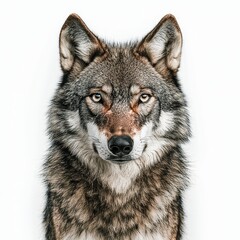 Obraz premium Intense Gaze of a Majestic Gray Wolf in the Rugged Wilderness