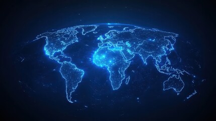 Innovative supply chain technology illustrating global network connections focus on data points, futuristic, Composite, digital map backdrop