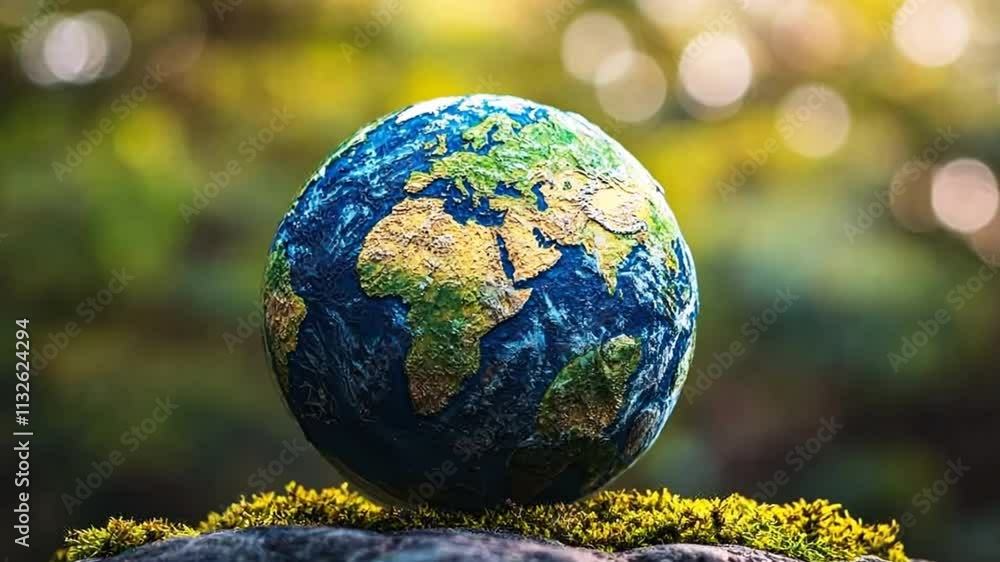 Poster climate change mitigation concept with a globe symbolizing decarbonization and co2 emission reductio