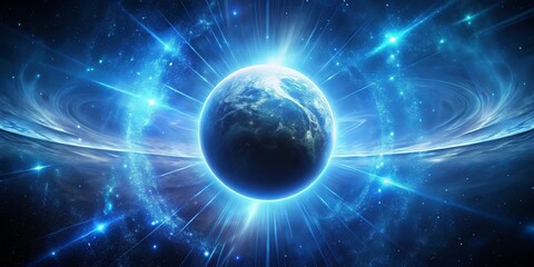 Naklejka premium A Celestial Body Radiating Light Within a Glowing Nebula