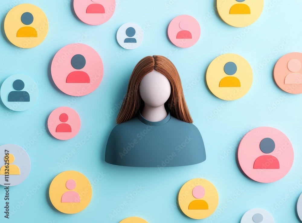 Poster social media profile networking online community user icons digital identity connection
