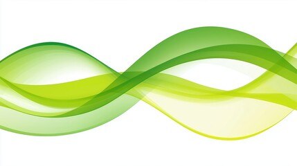 Vibrant lime green wave abstract design, zesty and bright, isolated on a white backdrop