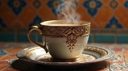 Fototapeta premium Elegant Turkish Coffee Vibe with Ornate Cup