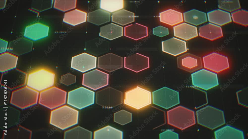 Poster hexagons data technology background/ animation of an abstract technology background with glowing hud