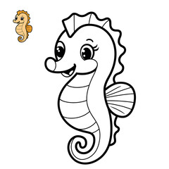 Cute Seahorse Coloring Page for Kids