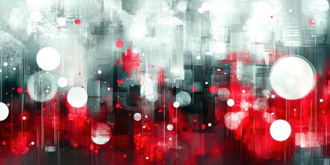 Fototapeta premium Red and white background with many white circles