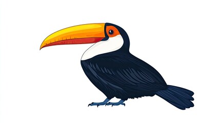 Naklejka premium Toucan bird cartoon. Exotic colorful bird illustration. white background.