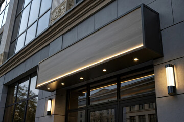 Upscale sign mockup features elegant backlighting on modern building facade