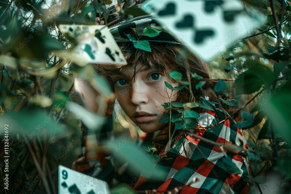 Aufkleber beautiful character in the wonderland designed with generative ai technology