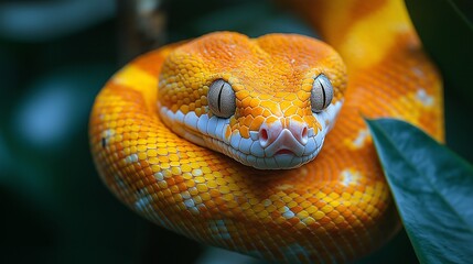 Fototapeta premium A close-up of a serpent winding gracefully through a web of intertwined branches