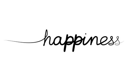 Fototapeta premium continuous drawing of the word happiness in one line. vector