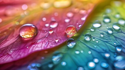 Hyper-realistic background featuring water drops on a flower petal with vivid colors. full ultra hd, high resolution