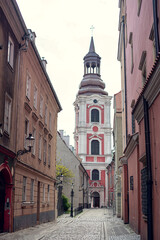 Fototapeta premium Basilica of the Collegiate Church of the Mother of God of Perpetual Help, St. Mary Magdalene, and St. Stanislaus Bishop in Poznań, Poland