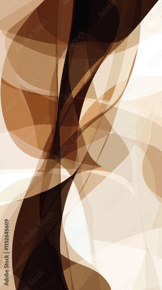 Poster The essence of the human form through flowing shapes and warm Mocha Mousse hues, inviting viewers to explore the interplay of curves and colors in a unique, abstract way