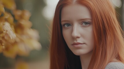 Fototapeta premium Woman with red hair and green eyes