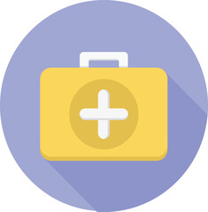 Obraz premium This vector illustration features a first aid kit icon in a sleek flat design. Perfect for healthcare, emergency services, and medical apps, offering a stylish and modern symbol for safety and care.