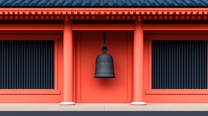 Obraz premium Surreal Design of a Traditional Red Architectural Space