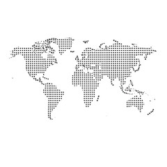 Fototapeta premium Hand drawn dotted design world map illustration on white background. Generative AI