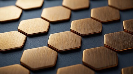 Fototapeta premium Contemporary metallic facade with hexagonal tiles in urban design