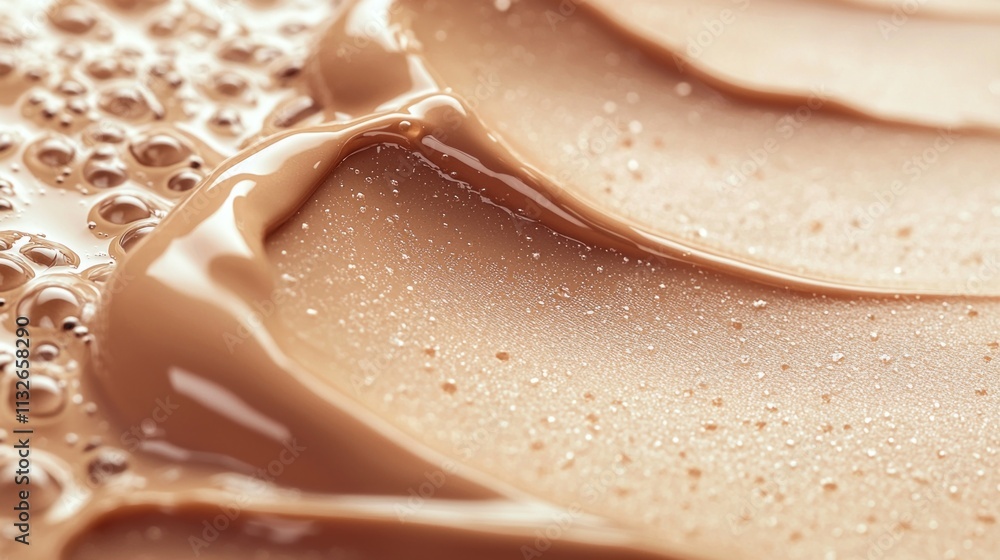Poster Delicate swirls of glossy brown capture the eye, revealing layers of rich cocoa creating an inviting texture. Bubbles dance atop, enhancing the indulgent experience of chocolate bliss, Mocha Mousse