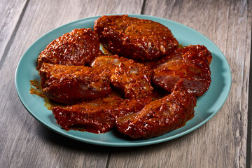 Marinated pork jowl