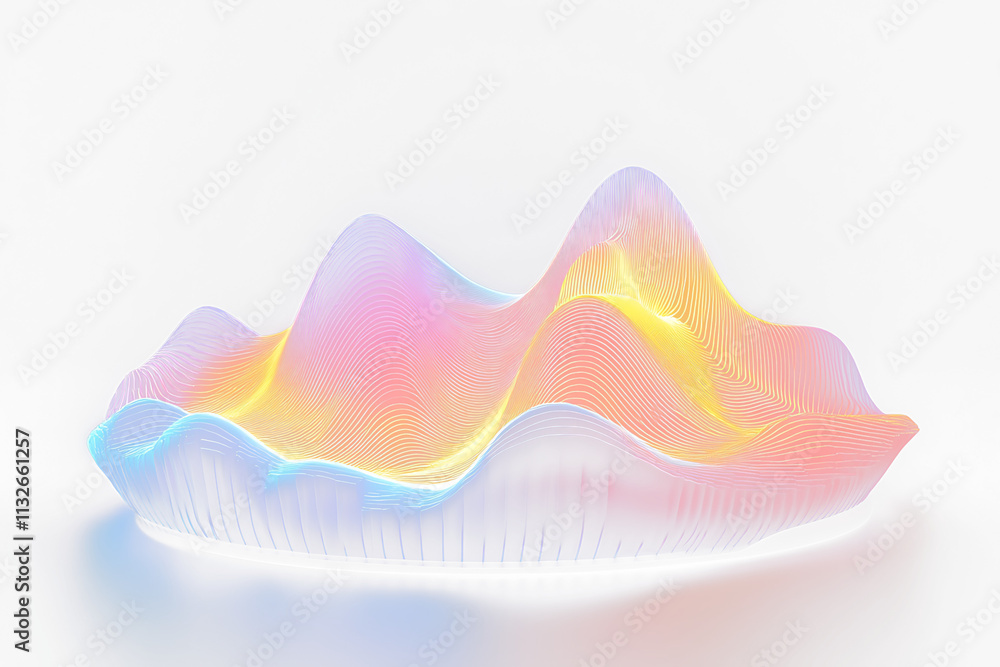 Aufkleber Abstract colorful 3D rendering of undulating light landscape.