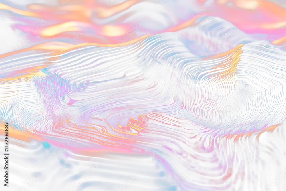 Poster Abstract colorful 3D rendered wave texture Transparent .