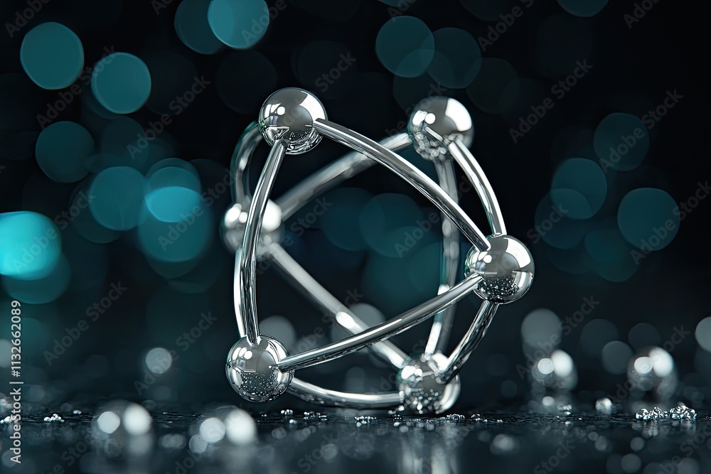 Aufkleber abstract molecular structure with transparent spheres in a scientific background representing connec