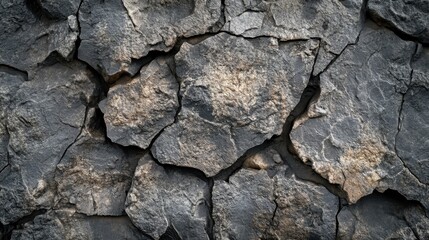 Dark Grey Cracked Rock Wall Texture Image