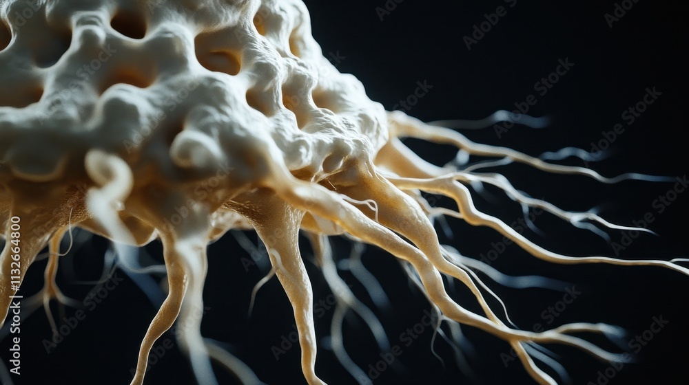 Poster microscopic image of a cellular structure with tendrils