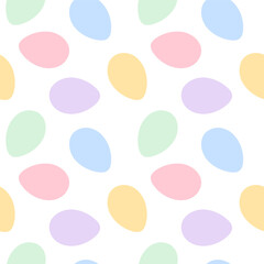 Easter Eggs Seamless pattern in trendy soft pink, yellow, blue and green. Easter background concept