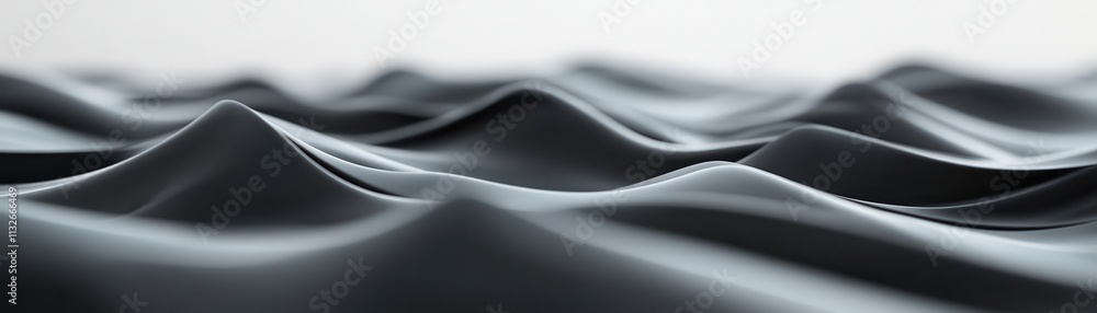 Poster abstract grayscale undulating waves form a flowing landscape