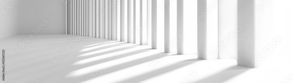 Poster White Columns Cast Shadows In A Minimalist Room