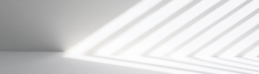 Fototapeta premium White wall background with diagonal light stripes