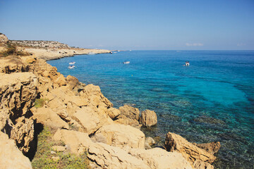 Beautiful seashore in Ayia Napa, Cyprus. Mediterranean seashore.