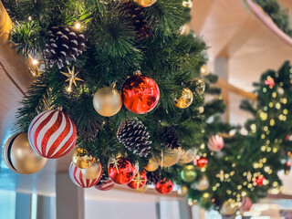 Christmas tree decorated with beautiful ornaments,celebrate the christmas season. 