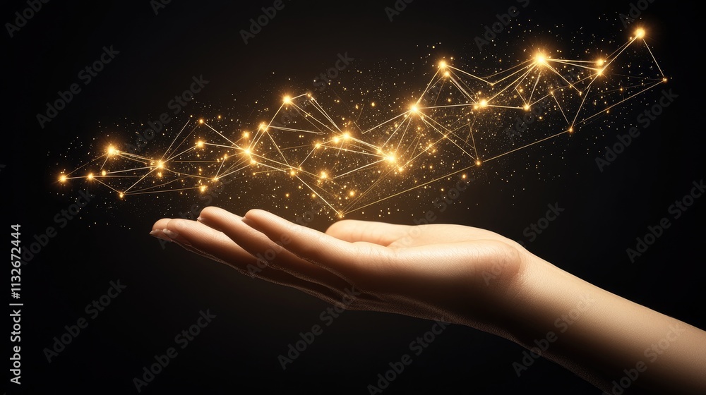Aufkleber a conceptual image of a hand displaying a digital financial chart with an upward arrow, symbolizing 