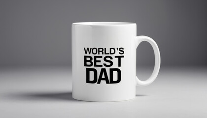 World's best dad mug on a light gray background with copy space