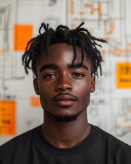 Modern Portrait of a Young African American Man with Dreadlocks