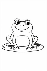Obraz premium Grinning Frog on a Lily Pad Coloring Page for Kids