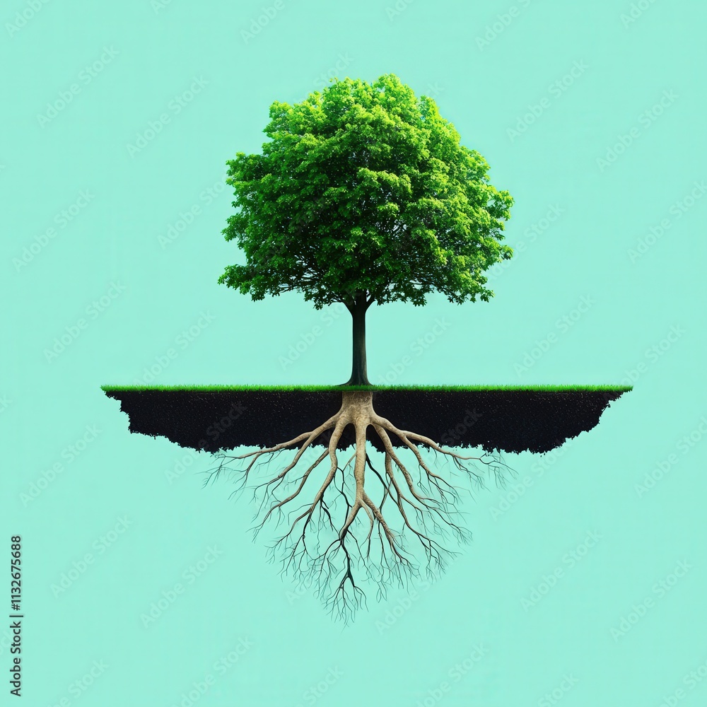 Aufkleber abstract tree with roots and branches representing epistemological systems